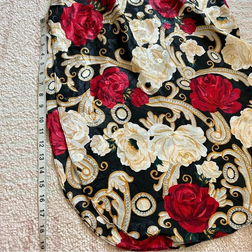 Vintage LA Intimates Rose Satin Slip Nightgown Dark Floral Size Small Old Money - Picture 12 of 14